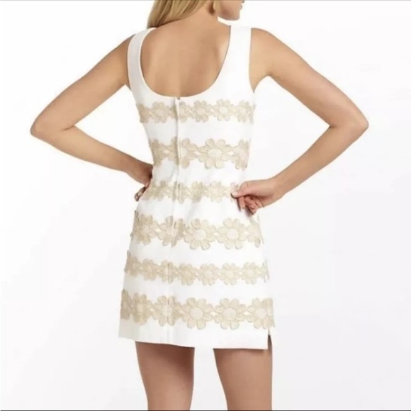 Lilly Pulitzer Delia Dress, Resort White Gold Truly Petal Lace Shift Dress, Sz 2 - Picture 2 of 6